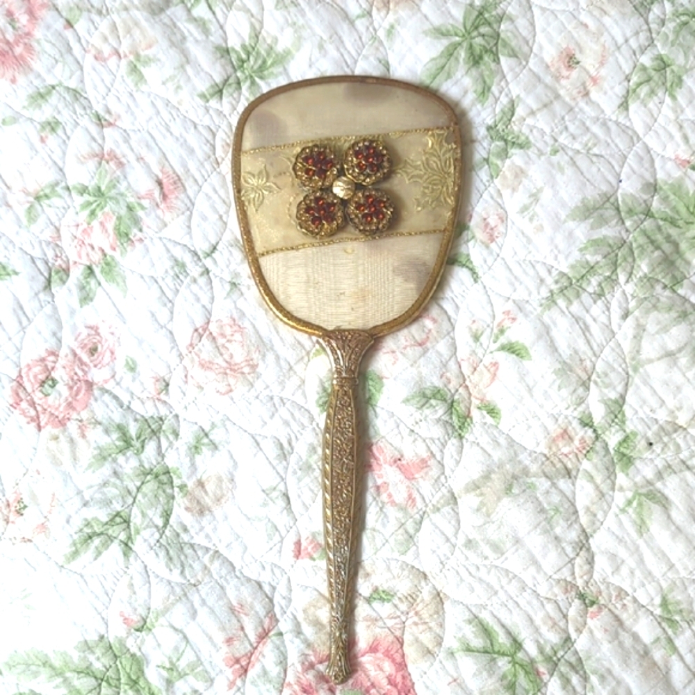Vintage Globe 24k Gold Plated Floral Rose Brush For Vanity ( READ ) - Picture 9 of 11
